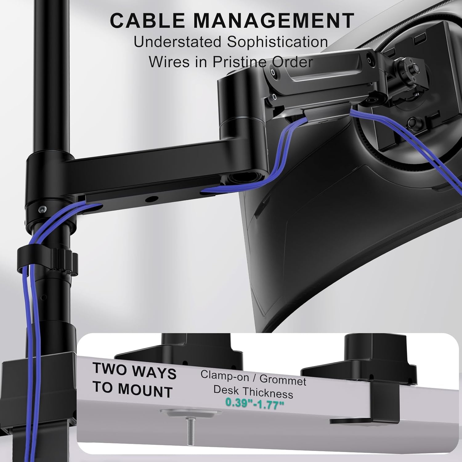 image:imageWALI Triple Monitor Mount for 1334 inch Screens Full Adjustable 3 Monitors Desk Mount with Clamp amp Grommet Base Triple Monitors Arm up to 198lbs Each VESA 75x75 100x100 mm GSDM003XL Black1343