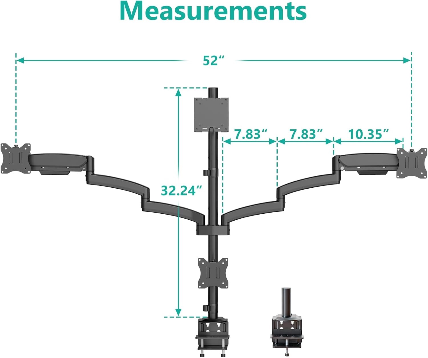 image:imageWALI Triple Monitor Mount for 1334 inch Screens Full Adjustable 3 Monitors Desk Mount with Clamp amp Grommet Base Triple Monitors Arm up to 198lbs Each VESA 75x75 100x100 mm GSDM003XL Black1349
