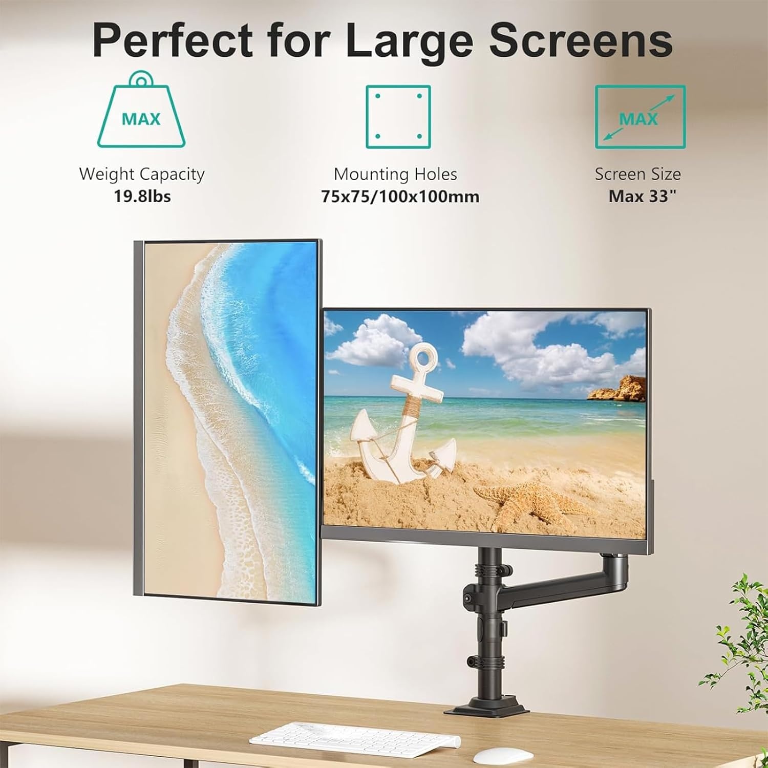 image:imageWALI Triple Monitor Mount for 1334 inch Screens Full Adjustable 3 Monitors Desk Mount with Clamp amp Grommet Base Triple Monitors Arm up to 198lbs Each VESA 75x75 100x100 mm GSDM003XL Black1333
