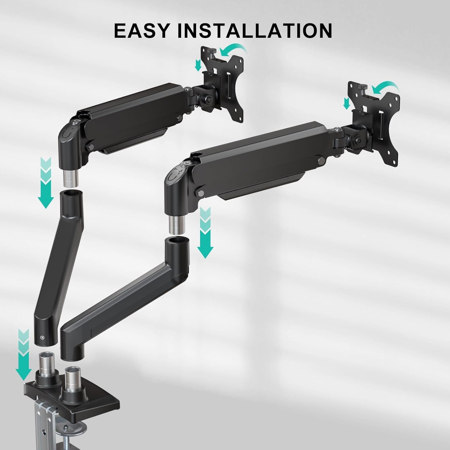 image:imageWALI Triple Monitor Mount for 1334 inch Screens Full Adjustable 3 Monitors Desk Mount with Clamp amp Grommet Base Triple Monitors Arm up to 198lbs Each VESA 75x75 100x100 mm GSDM003XL Black1332