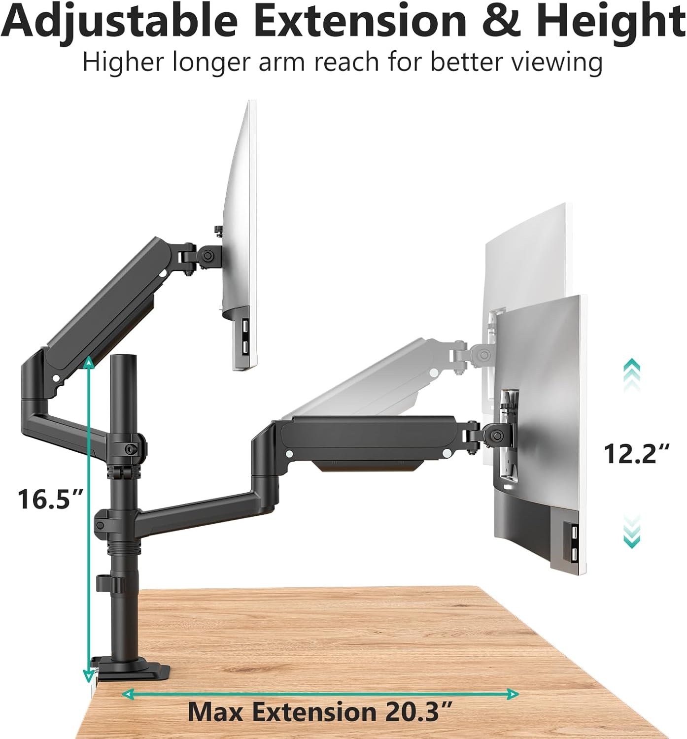 image:imageWALI Triple Monitor Mount for 1334 inch Screens Full Adjustable 3 Monitors Desk Mount with Clamp amp Grommet Base Triple Monitors Arm up to 198lbs Each VESA 75x75 100x100 mm GSDM003XL Black1333