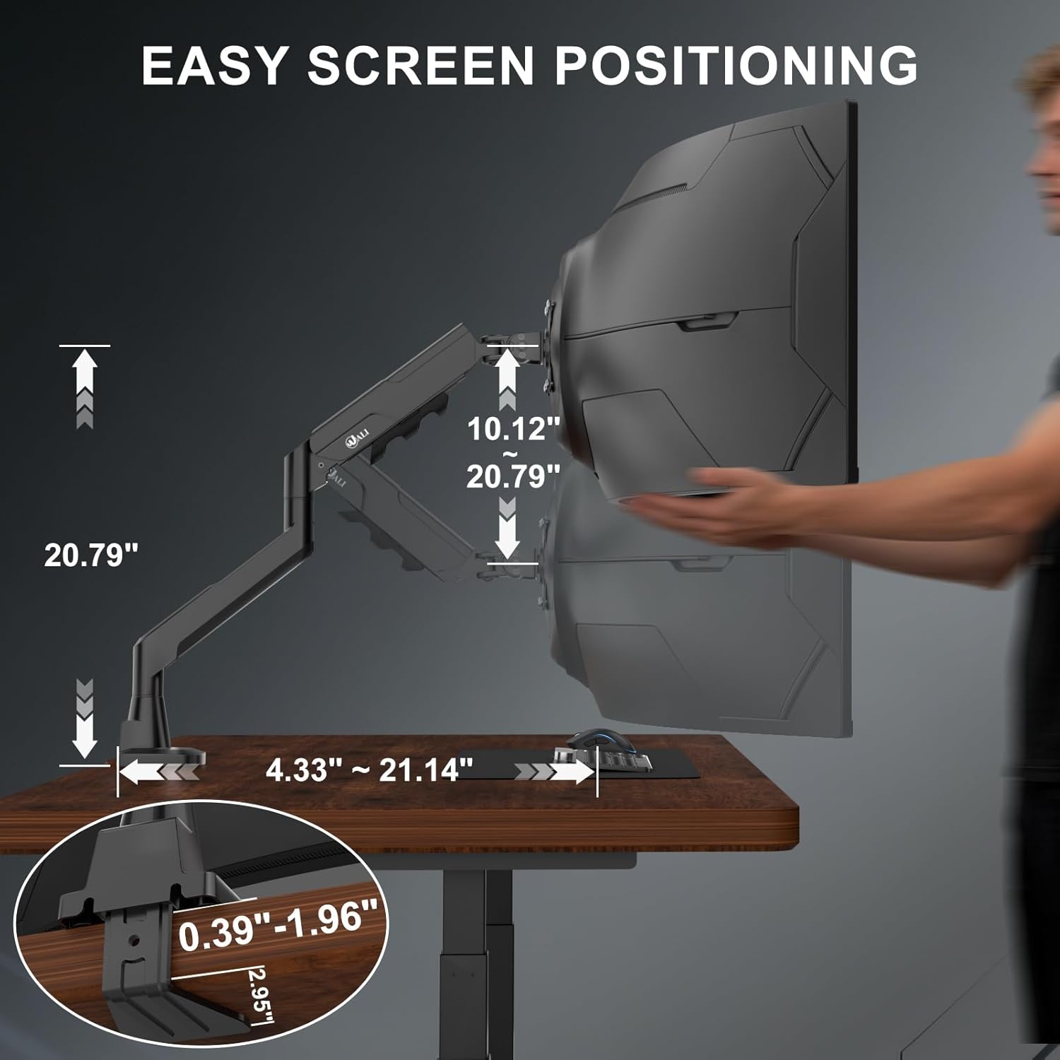 image:imageWALI Triple Monitor Mount for 1334 inch Screens Full Adjustable 3 Monitors Desk Mount with Clamp amp Grommet Base Triple Monitors Arm up to 198lbs Each VESA 75x75 100x100 mm GSDM003XL Black1749