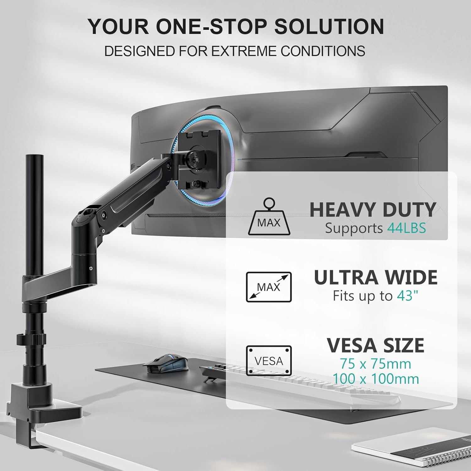 image:imageWALI Triple Monitor Mount for 1334 inch Screens Full Adjustable 3 Monitors Desk Mount with Clamp amp Grommet Base Triple Monitors Arm up to 198lbs Each VESA 75x75 100x100 mm GSDM003XL Black1343