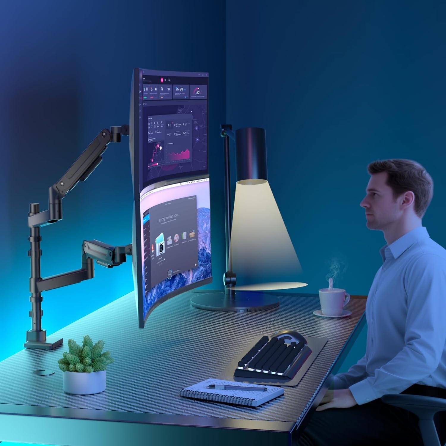 image:imageWALI Triple Monitor Mount for 1334 inch Screens Full Adjustable 3 Monitors Desk Mount with Clamp amp Grommet Base Triple Monitors Arm up to 198lbs Each VESA 75x75 100x100 mm GSDM003XL Black1349
