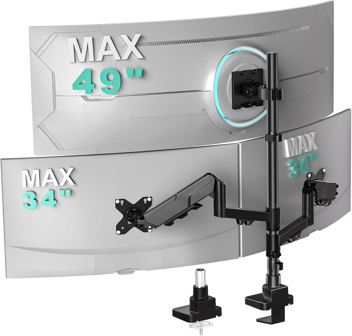 image:imageWALI Triple Monitor Mount for 1334 inch Screens Full Adjustable 3 Monitors Desk Mount with Clamp amp Grommet Base Triple Monitors Arm up to 198lbs Each VESA 75x75 100x100 mm GSDM003XL Black1749