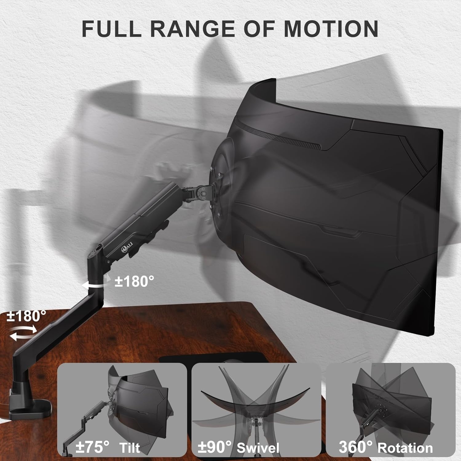 image:imageWALI Triple Monitor Mount for 1334 inch Screens Full Adjustable 3 Monitors Desk Mount with Clamp amp Grommet Base Triple Monitors Arm up to 198lbs Each VESA 75x75 100x100 mm GSDM003XL Black1749