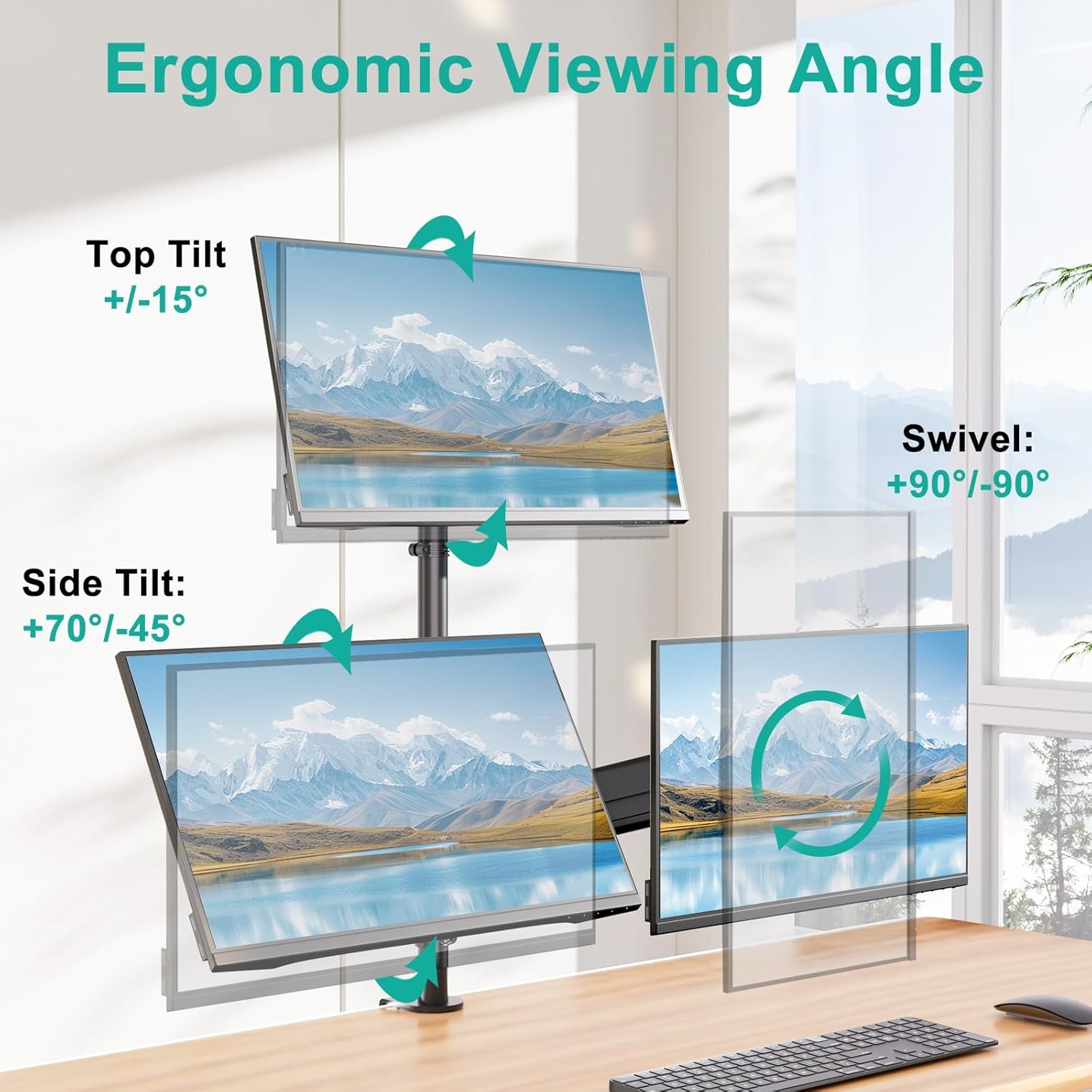 image:imageWALI Triple Monitor Mount for 1334 inch Screens Full Adjustable 3 Monitors Desk Mount with Clamp amp Grommet Base Triple Monitors Arm up to 198lbs Each VESA 75x75 100x100 mm GSDM003XL Black1327