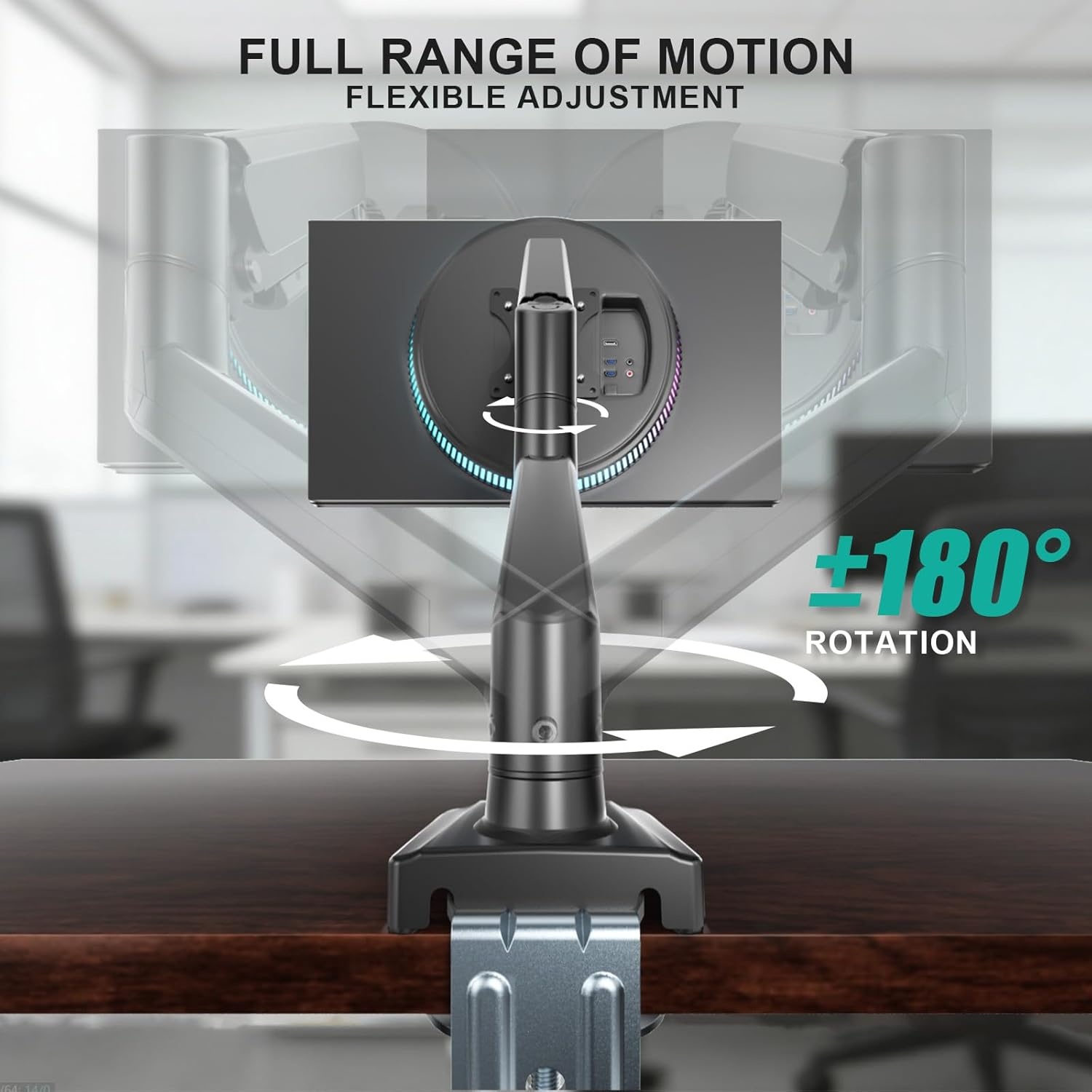 image:imageWALI Triple Monitor Mount for 1334 inch Screens Full Adjustable 3 Monitors Desk Mount with Clamp amp Grommet Base Triple Monitors Arm up to 198lbs Each VESA 75x75 100x100 mm GSDM003XL Black1334