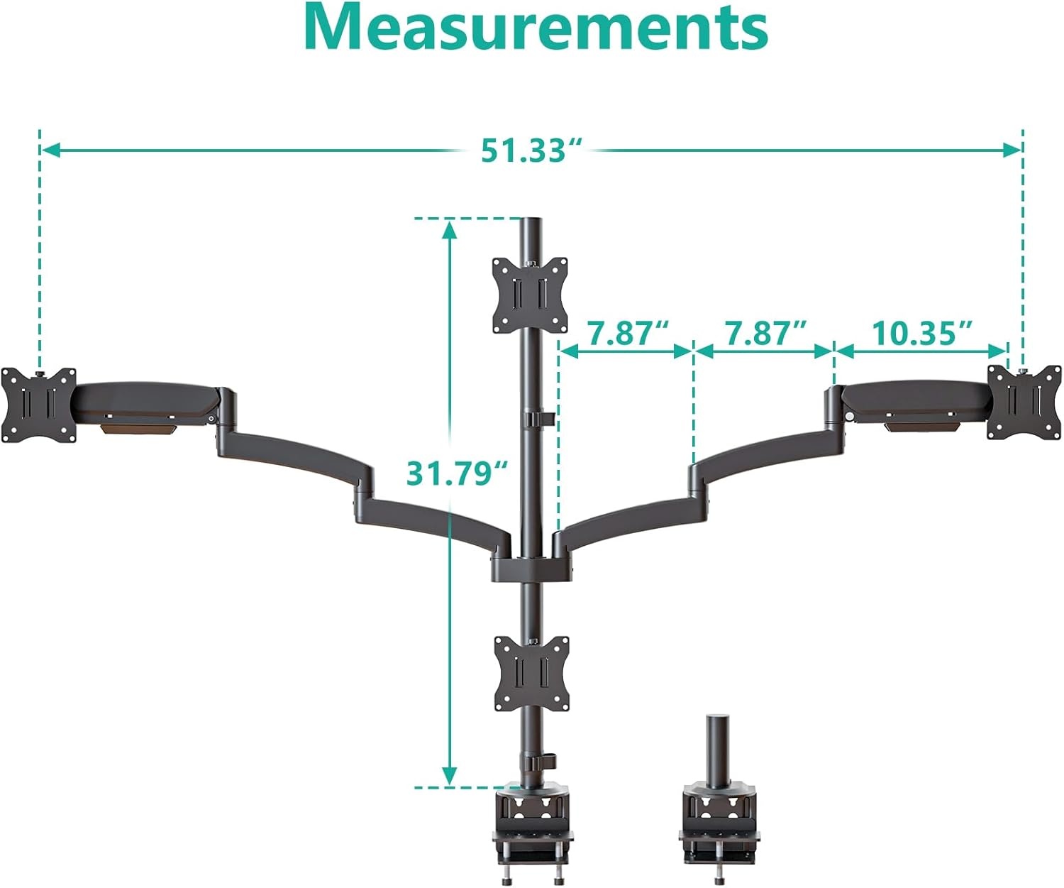 image:imageWALI Triple Monitor Mount for 1334 inch Screens Full Adjustable 3 Monitors Desk Mount with Clamp amp Grommet Base Triple Monitors Arm up to 198lbs Each VESA 75x75 100x100 mm GSDM003XL Black1327