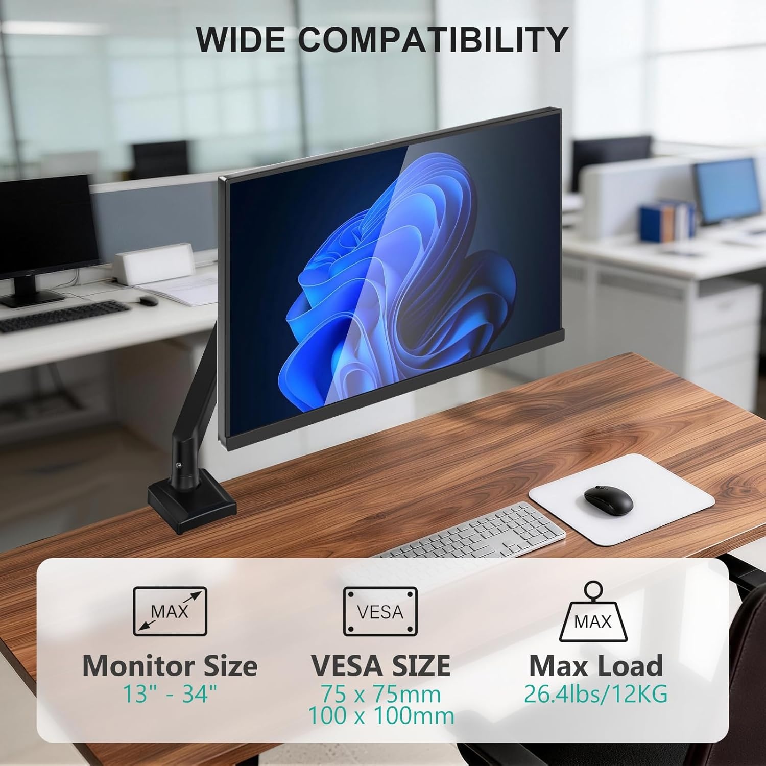 image:imageWALI Triple Monitor Mount for 1334 inch Screens Full Adjustable 3 Monitors Desk Mount with Clamp amp Grommet Base Triple Monitors Arm up to 198lbs Each VESA 75x75 100x100 mm GSDM003XL Black1334