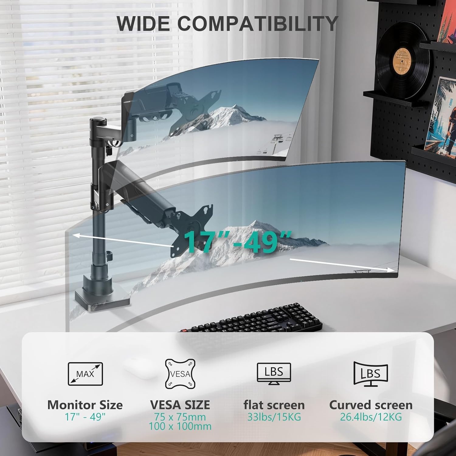image:imageWALI Triple Monitor Mount for 1334 inch Screens Full Adjustable 3 Monitors Desk Mount with Clamp amp Grommet Base Triple Monitors Arm up to 198lbs Each VESA 75x75 100x100 mm GSDM003XL Black1749