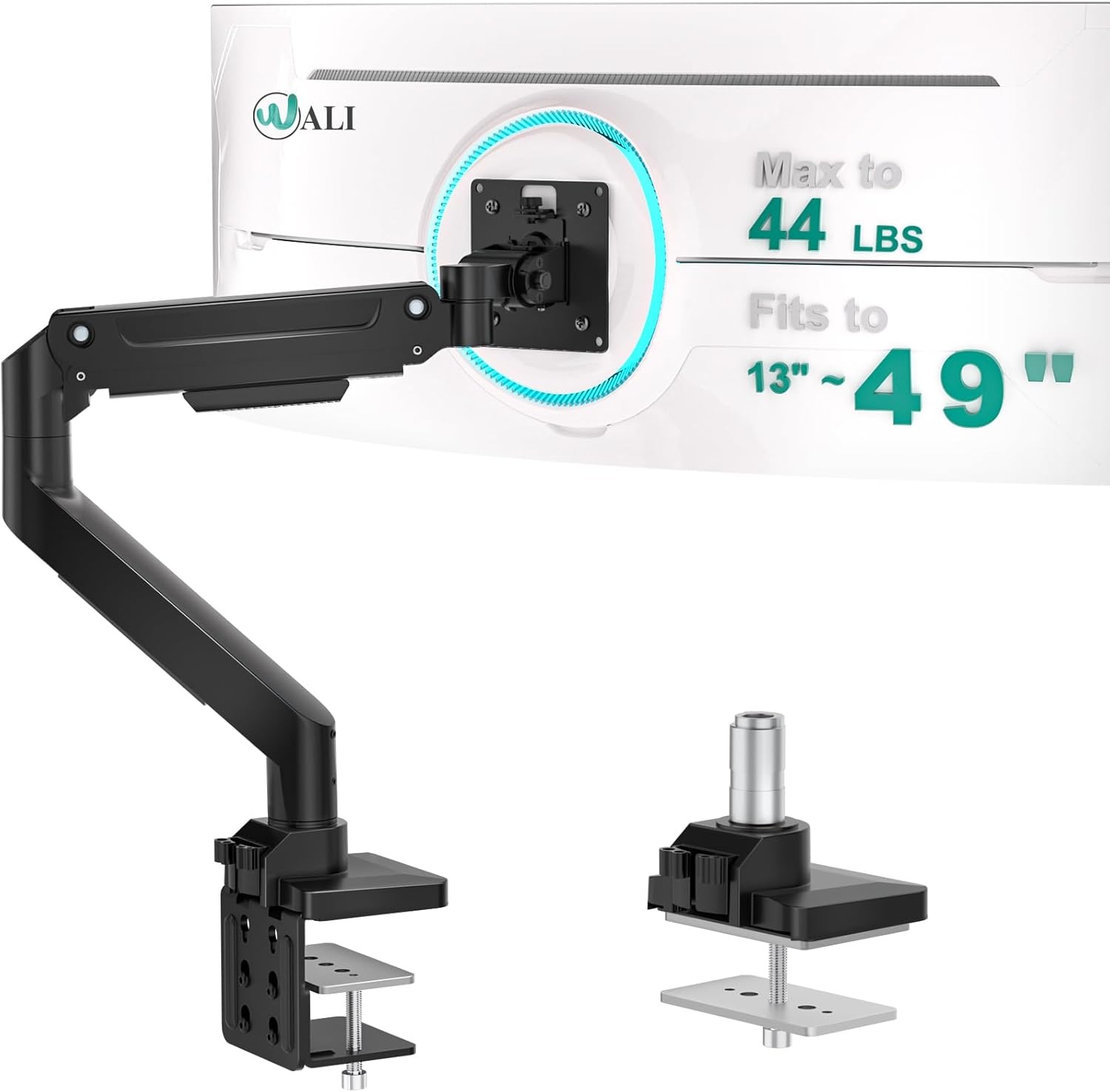 image:imageWALI Triple Monitor Mount for 1334 inch Screens Full Adjustable 3 Monitors Desk Mount with Clamp amp Grommet Base Triple Monitors Arm up to 198lbs Each VESA 75x75 100x100 mm GSDM003XL Black1349