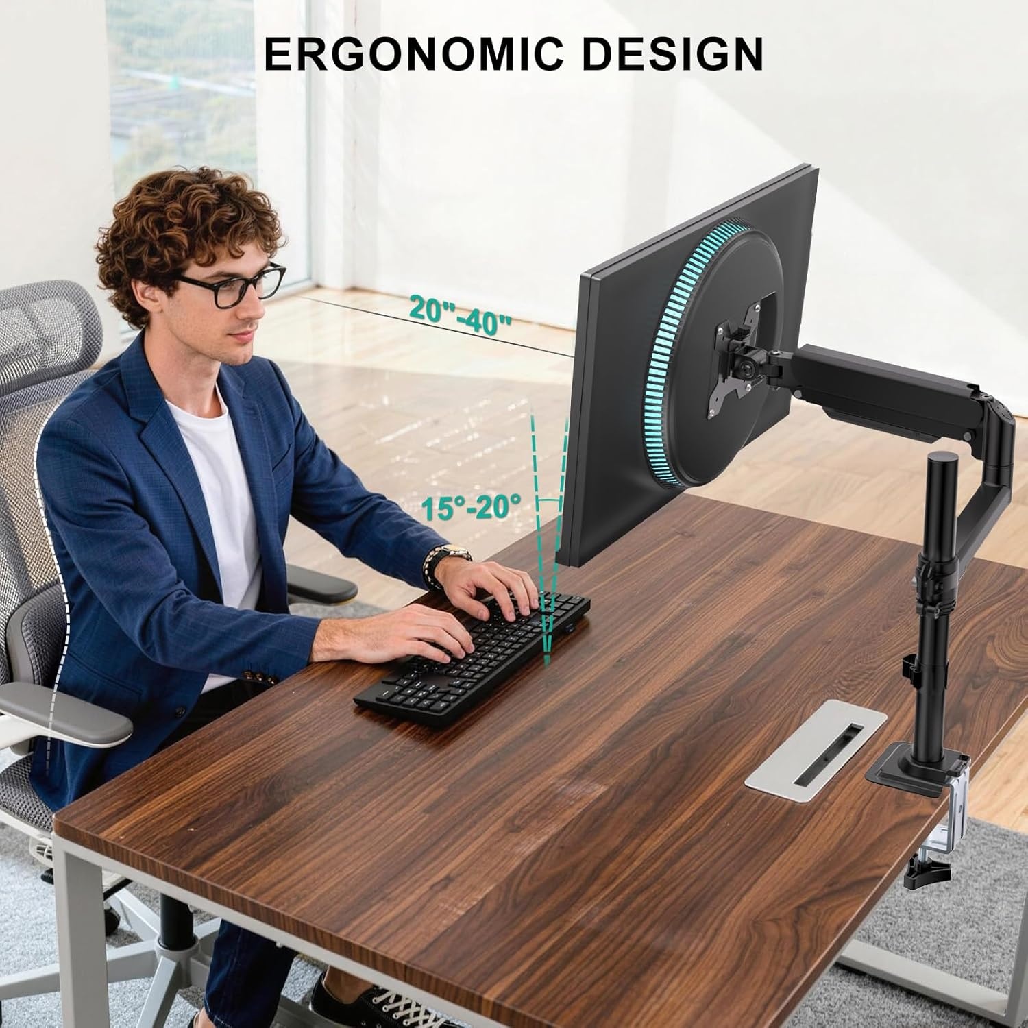 image:imageWALI Triple Monitor Mount for 1334 inch Screens Full Adjustable 3 Monitors Desk Mount with Clamp amp Grommet Base Triple Monitors Arm up to 198lbs Each VESA 75x75 100x100 mm GSDM003XL Black1333