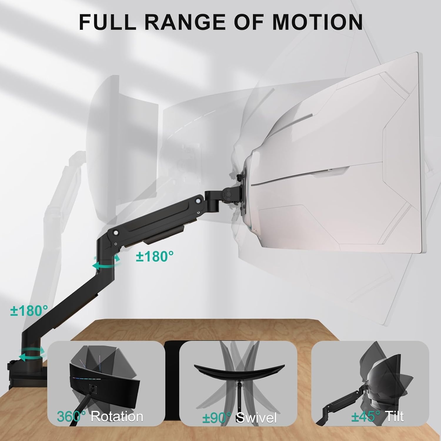 image:imageWALI Triple Monitor Mount for 1334 inch Screens Full Adjustable 3 Monitors Desk Mount with Clamp amp Grommet Base Triple Monitors Arm up to 198lbs Each VESA 75x75 100x100 mm GSDM003XL Black1349