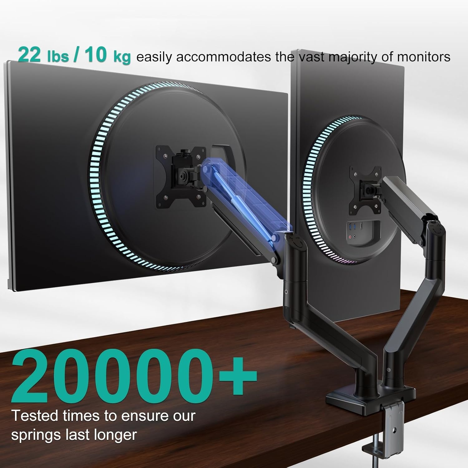 image:imageWALI Triple Monitor Mount for 1334 inch Screens Full Adjustable 3 Monitors Desk Mount with Clamp amp Grommet Base Triple Monitors Arm up to 198lbs Each VESA 75x75 100x100 mm GSDM003XL Black1332