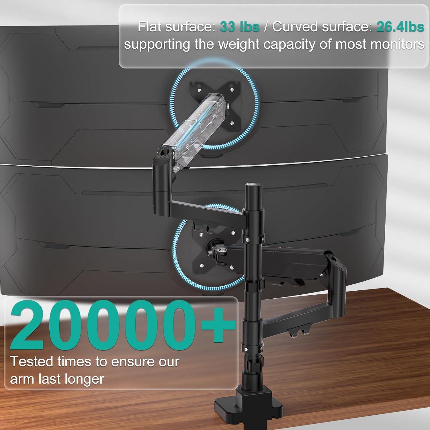 image:imageWALI Triple Monitor Mount for 1334 inch Screens Full Adjustable 3 Monitors Desk Mount with Clamp amp Grommet Base Triple Monitors Arm up to 198lbs Each VESA 75x75 100x100 mm GSDM003XL Black1749