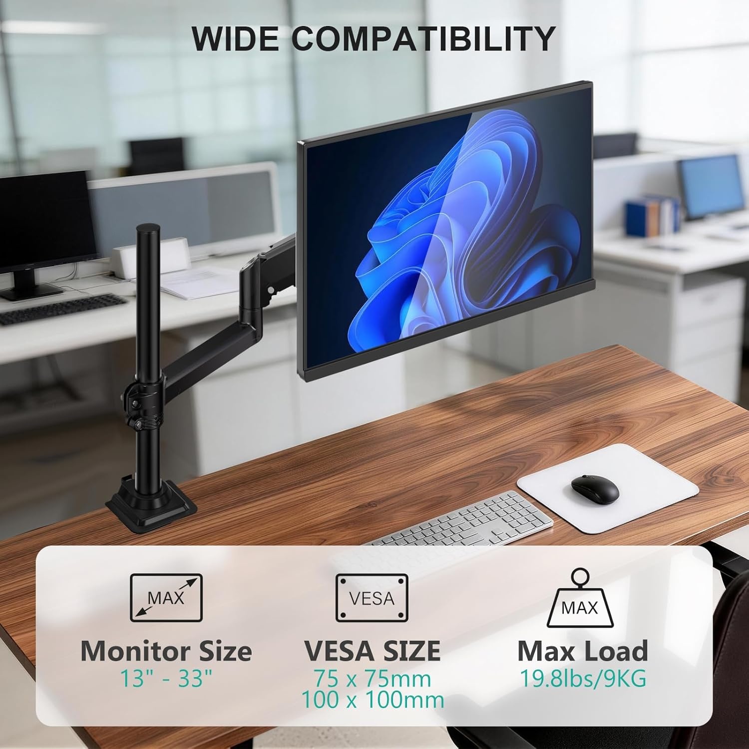 image:imageWALI Triple Monitor Mount for 1334 inch Screens Full Adjustable 3 Monitors Desk Mount with Clamp amp Grommet Base Triple Monitors Arm up to 198lbs Each VESA 75x75 100x100 mm GSDM003XL Black1333