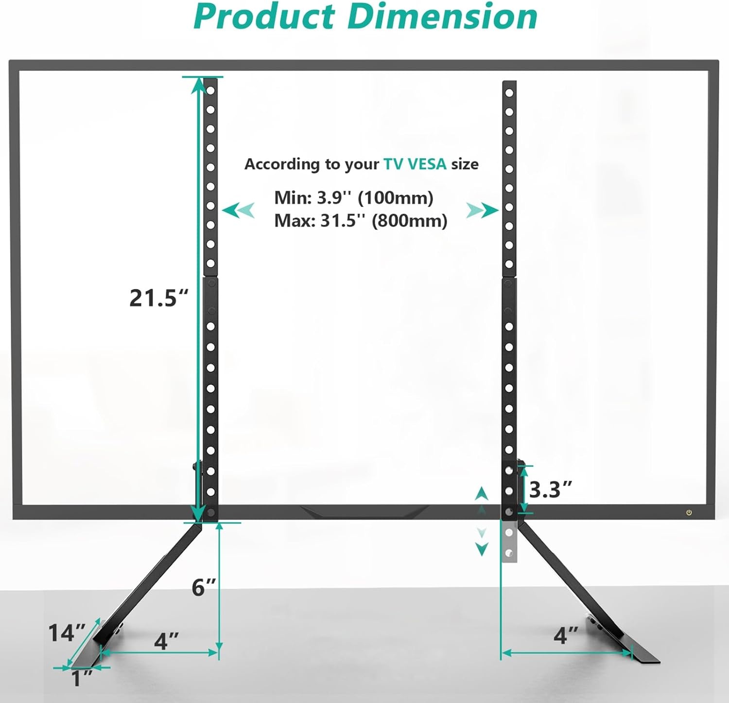 image:imageWALI Universal TV Stand 55 inch TV TV Stand Mount for 2265 Inch LCD Flat Screen TVs Table Top TV Stands Holds up to 110lbs Mounting Holes up to 800 by 500mm TVS001 Black