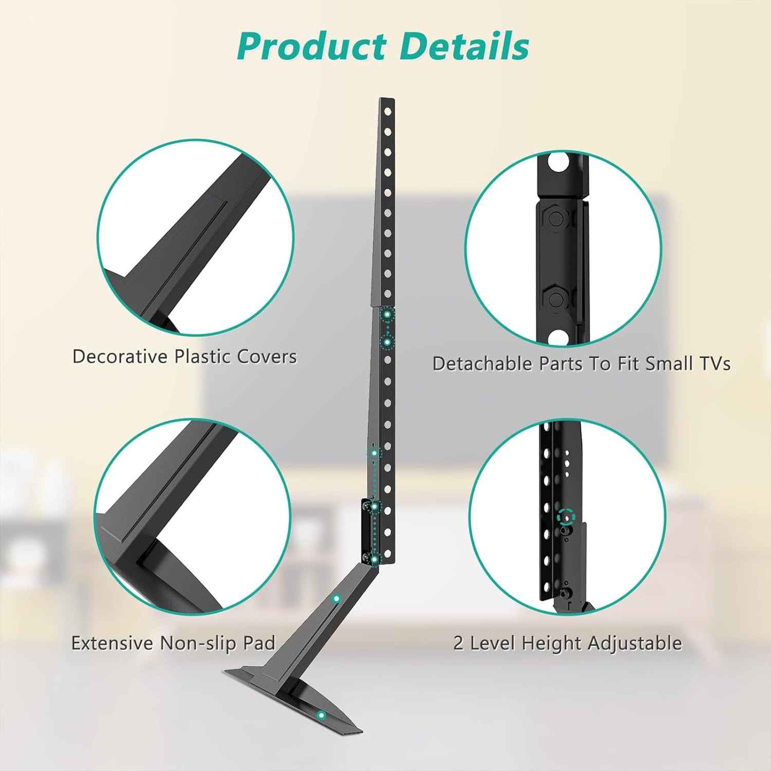 image:imageWALI Universal TV Stand 55 inch TV TV Stand Mount for 2265 Inch LCD Flat Screen TVs Table Top TV Stands Holds up to 110lbs Mounting Holes up to 800 by 500mm TVS001 Black