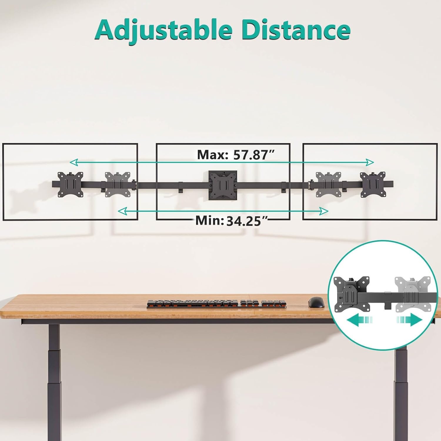 image:imageWALI Vertical Dual Monitor Wall Mount Stacked Monitor Wall Mount for 1749 Inch 2 Screens 44lbs each with Height Adjustment Heavy Duty Sturdy Steel Tilt Swivel Rotate Flexibility VESA 75x75100x100mmTriple Arms