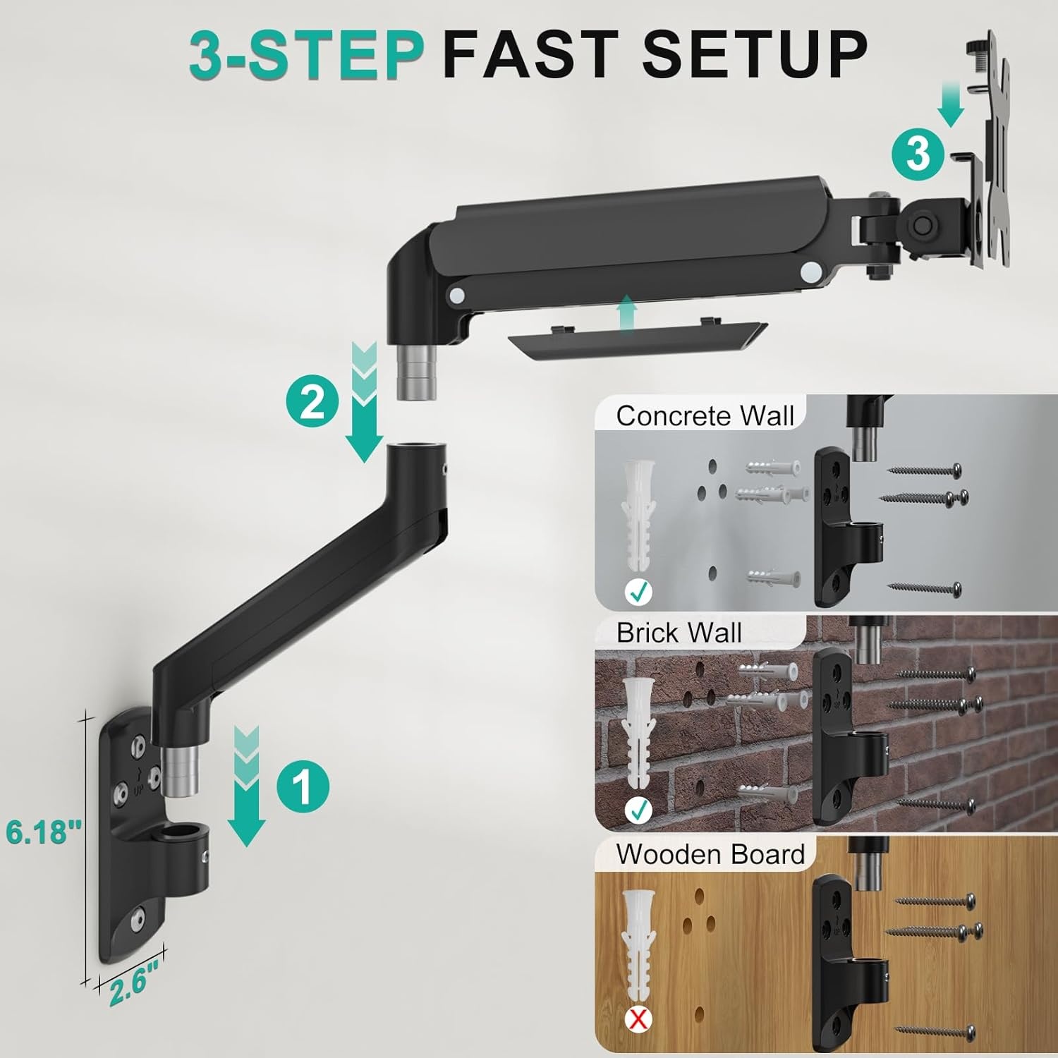 image:imageWALI Vertical Dual Monitor Wall Mount Stacked Monitor Wall Mount for 1749 Inch 2 Screens 44lbs each with Height Adjustment Heavy Duty Sturdy Steel Tilt Swivel Rotate Flexibility VESA 75x75100x100mmSingle Arm