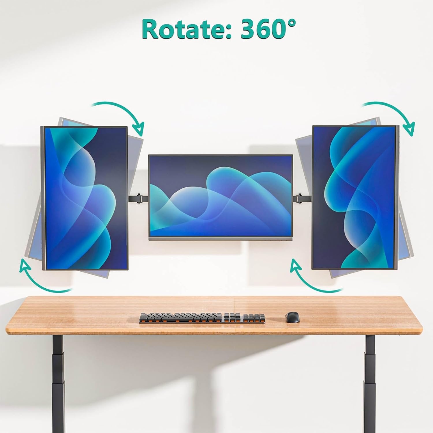 image:imageWALI Vertical Dual Monitor Wall Mount Stacked Monitor Wall Mount for 1749 Inch 2 Screens 44lbs each with Height Adjustment Heavy Duty Sturdy Steel Tilt Swivel Rotate Flexibility VESA 75x75100x100mmTriple Arms