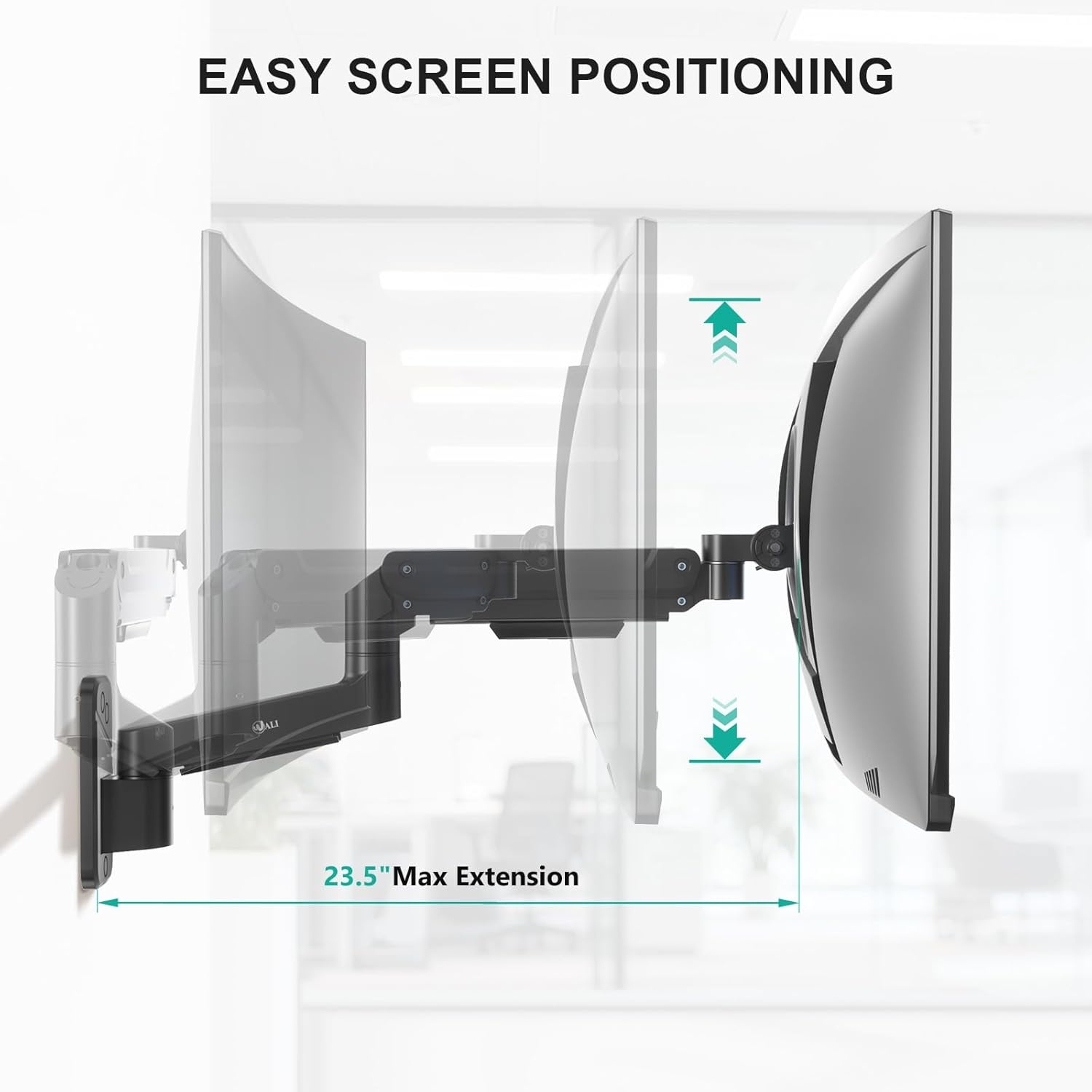 image:imageWALI Vertical Dual Monitor Wall Mount Stacked Monitor Wall Mount for 1749 Inch 2 Screens 44lbs each with Height Adjustment Heavy Duty Sturdy Steel Tilt Swivel Rotate Flexibility VESA 75x75100x100mmSingle Arm