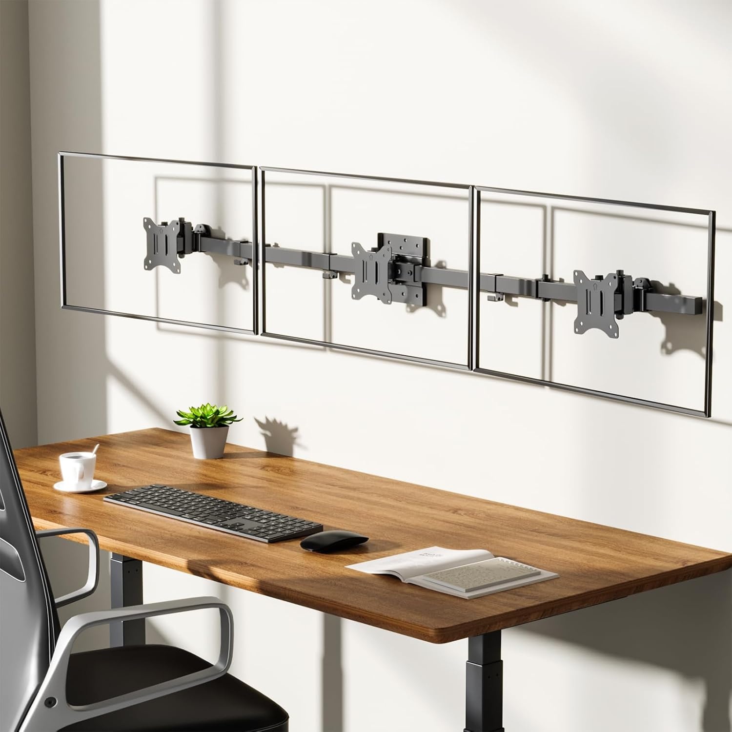 image:imageWALI Vertical Dual Monitor Wall Mount Stacked Monitor Wall Mount for 1749 Inch 2 Screens 44lbs each with Height Adjustment Heavy Duty Sturdy Steel Tilt Swivel Rotate Flexibility VESA 75x75100x100mmTriple Arms