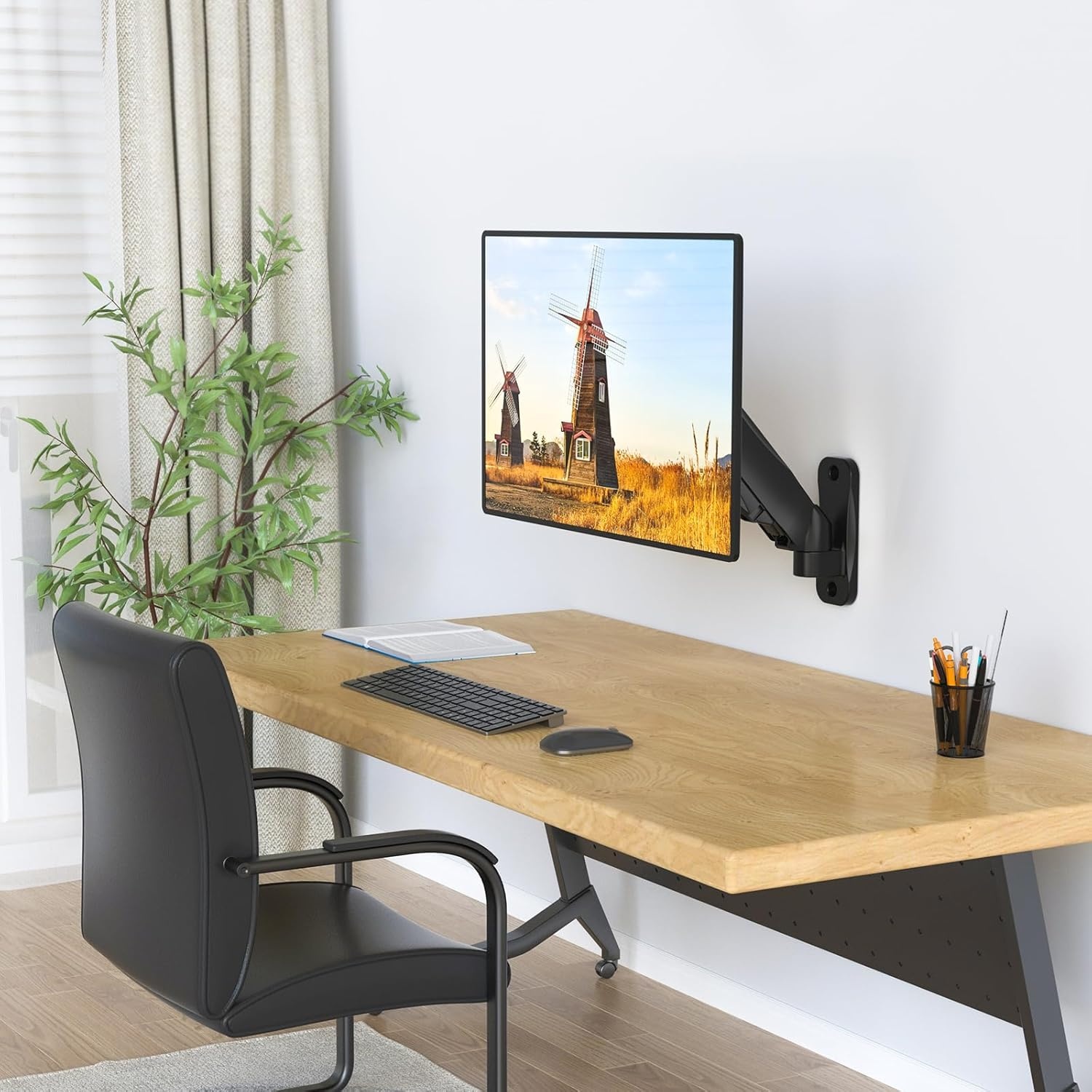image:imageWALI Vertical Dual Monitor Wall Mount Stacked Monitor Wall Mount for 1749 Inch 2 Screens 44lbs each with Height Adjustment Heavy Duty Sturdy Steel Tilt Swivel Rotate Flexibility VESA 75x75100x100mmSingle Arm S