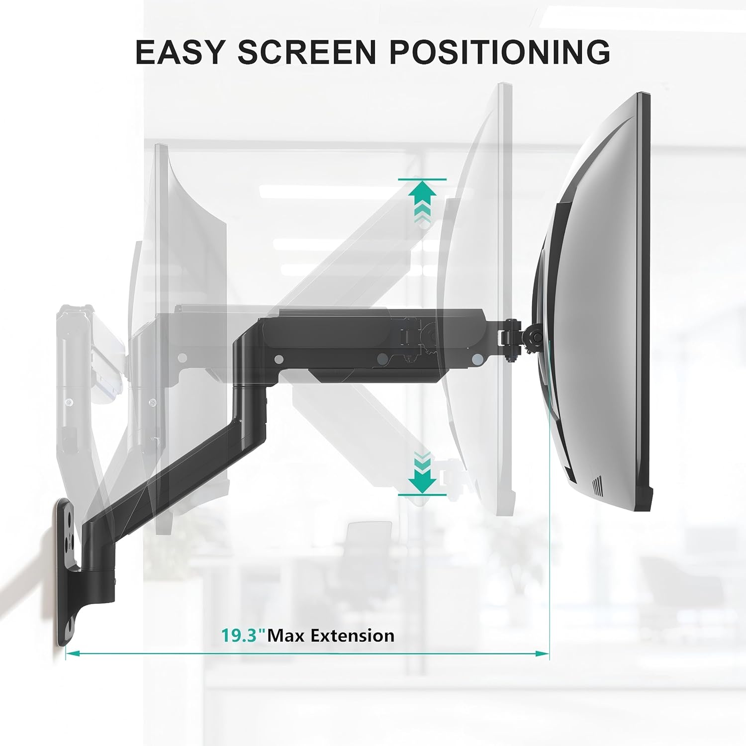 image:imageWALI Vertical Dual Monitor Wall Mount Stacked Monitor Wall Mount for 1749 Inch 2 Screens 44lbs each with Height Adjustment Heavy Duty Sturdy Steel Tilt Swivel Rotate Flexibility VESA 75x75100x100mmSingle Arm