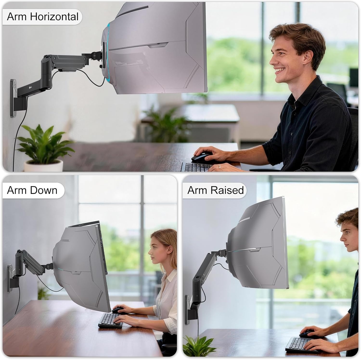 image:imageWALI Vertical Dual Monitor Wall Mount Stacked Monitor Wall Mount for 1749 Inch 2 Screens 44lbs each with Height Adjustment Heavy Duty Sturdy Steel Tilt Swivel Rotate Flexibility VESA 75x75100x100mmSingle Arm