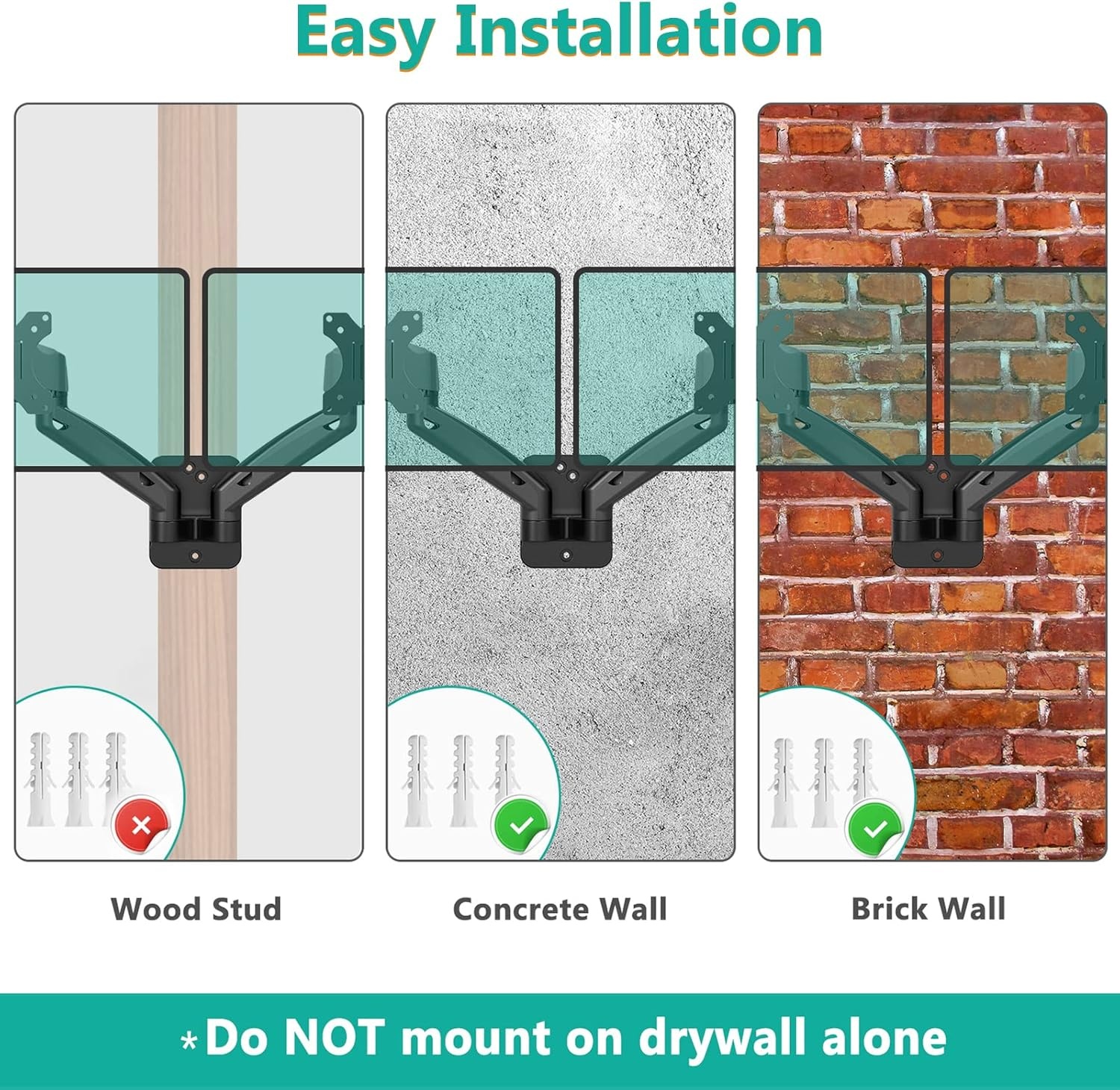 image:imageWALI Vertical Dual Monitor Wall Mount Stacked Monitor Wall Mount for 1749 Inch 2 Screens 44lbs each with Height Adjustment Heavy Duty Sturdy Steel Tilt Swivel Rotate Flexibility VESA 75x75100x100mmDual Arms
