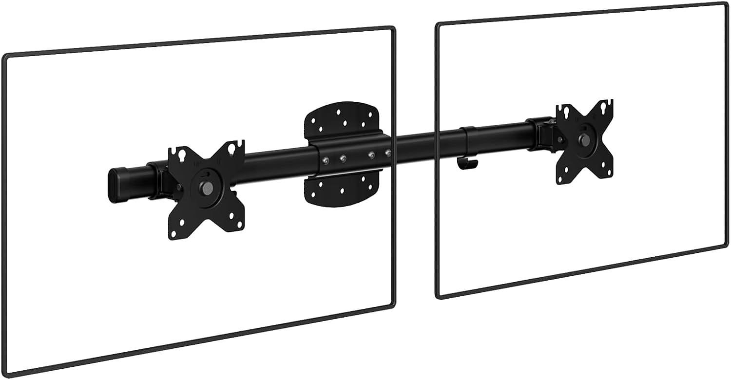 image:imageWALI Vertical Dual Monitor Wall Mount Stacked Monitor Wall Mount for 1749 Inch 2 Screens 44lbs each with Height Adjustment Heavy Duty Sturdy Steel Tilt Swivel Rotate Flexibility VESA 75x75100x100mmDual Arms