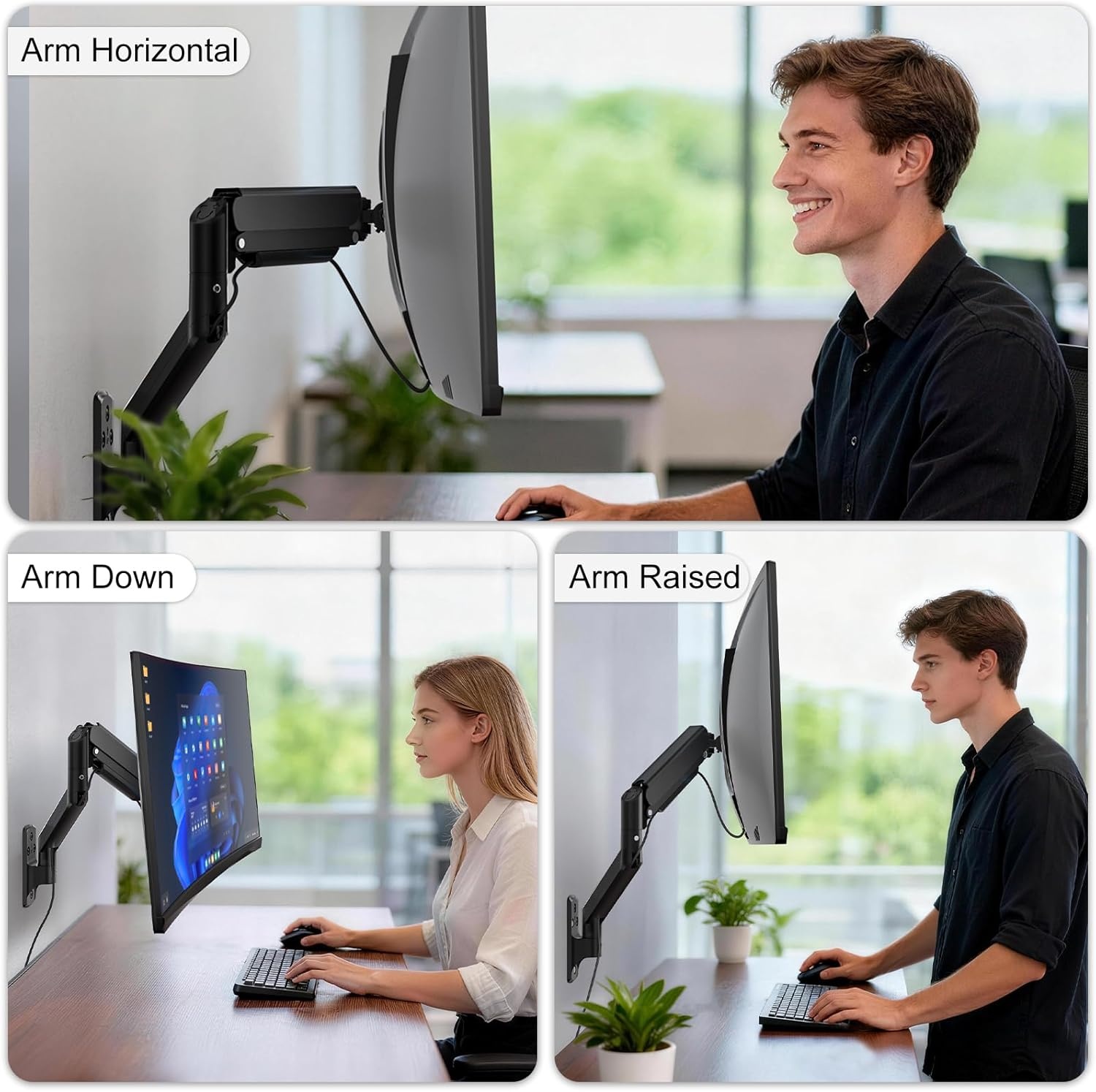 image:imageWALI Vertical Dual Monitor Wall Mount Stacked Monitor Wall Mount for 1749 Inch 2 Screens 44lbs each with Height Adjustment Heavy Duty Sturdy Steel Tilt Swivel Rotate Flexibility VESA 75x75100x100mmSingle Arm