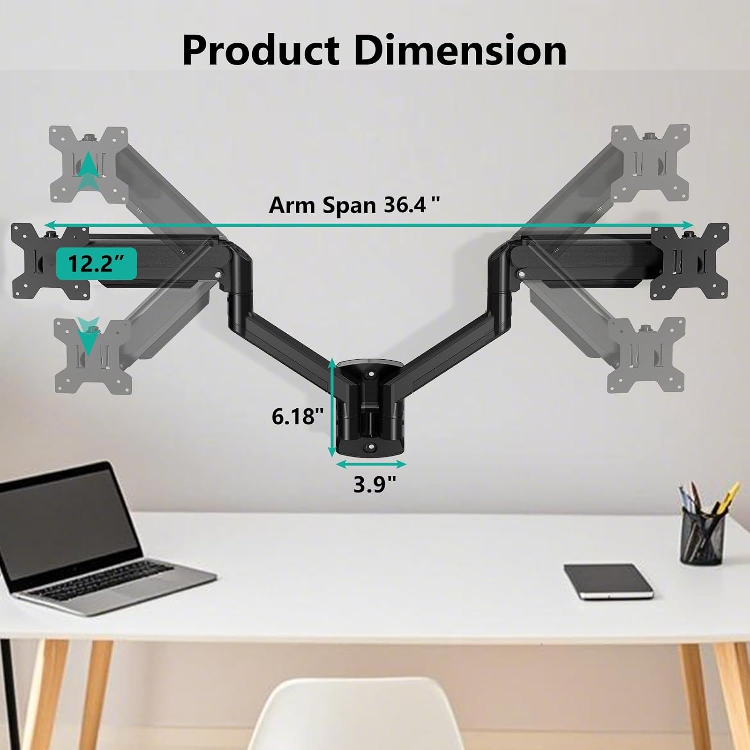 image:imageWALI Vertical Dual Monitor Wall Mount Stacked Monitor Wall Mount for 1749 Inch 2 Screens 44lbs each with Height Adjustment Heavy Duty Sturdy Steel Tilt Swivel Rotate Flexibility VESA 75x75100x100mmDual Arms