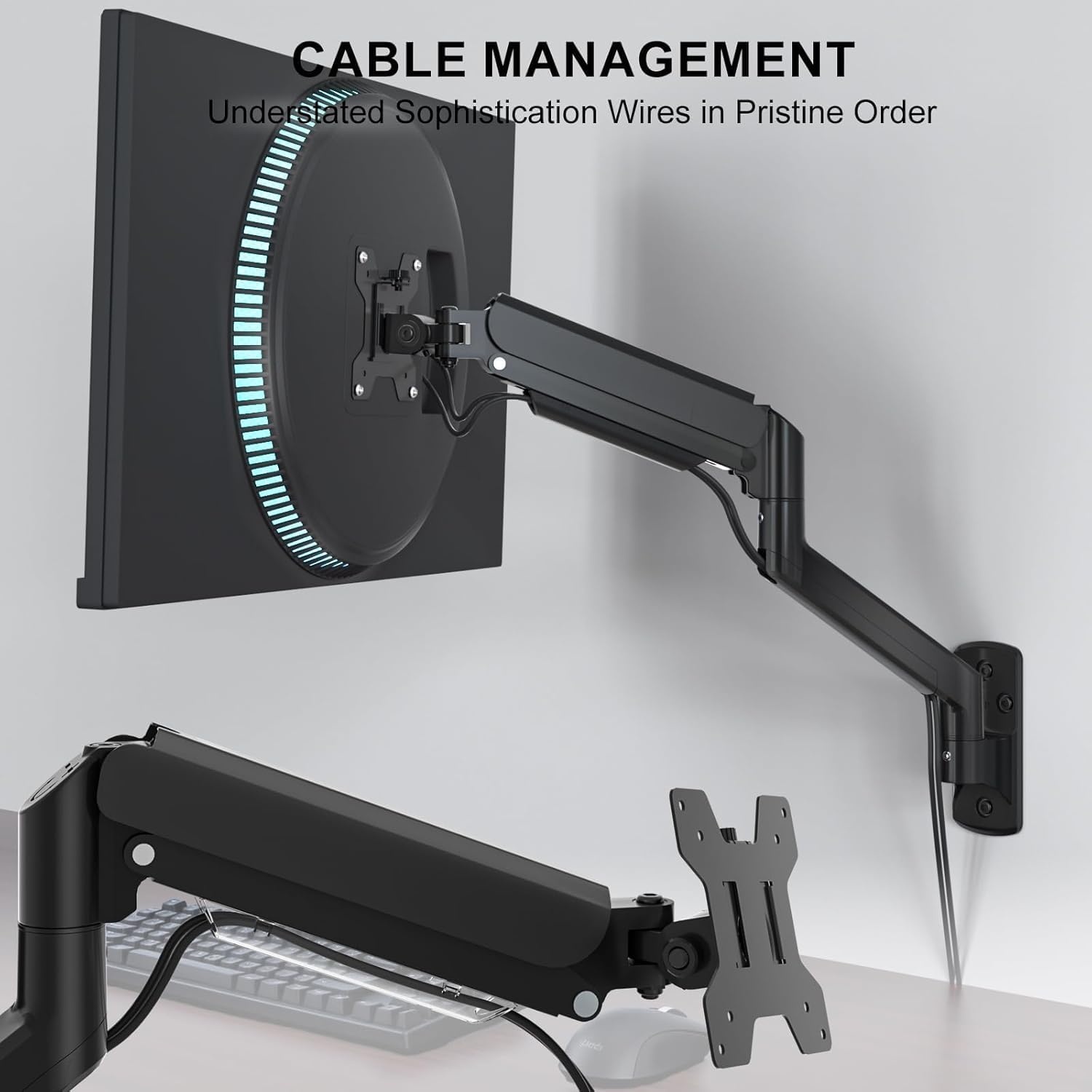image:imageWALI Vertical Dual Monitor Wall Mount Stacked Monitor Wall Mount for 1749 Inch 2 Screens 44lbs each with Height Adjustment Heavy Duty Sturdy Steel Tilt Swivel Rotate Flexibility VESA 75x75100x100mmSingle Arm