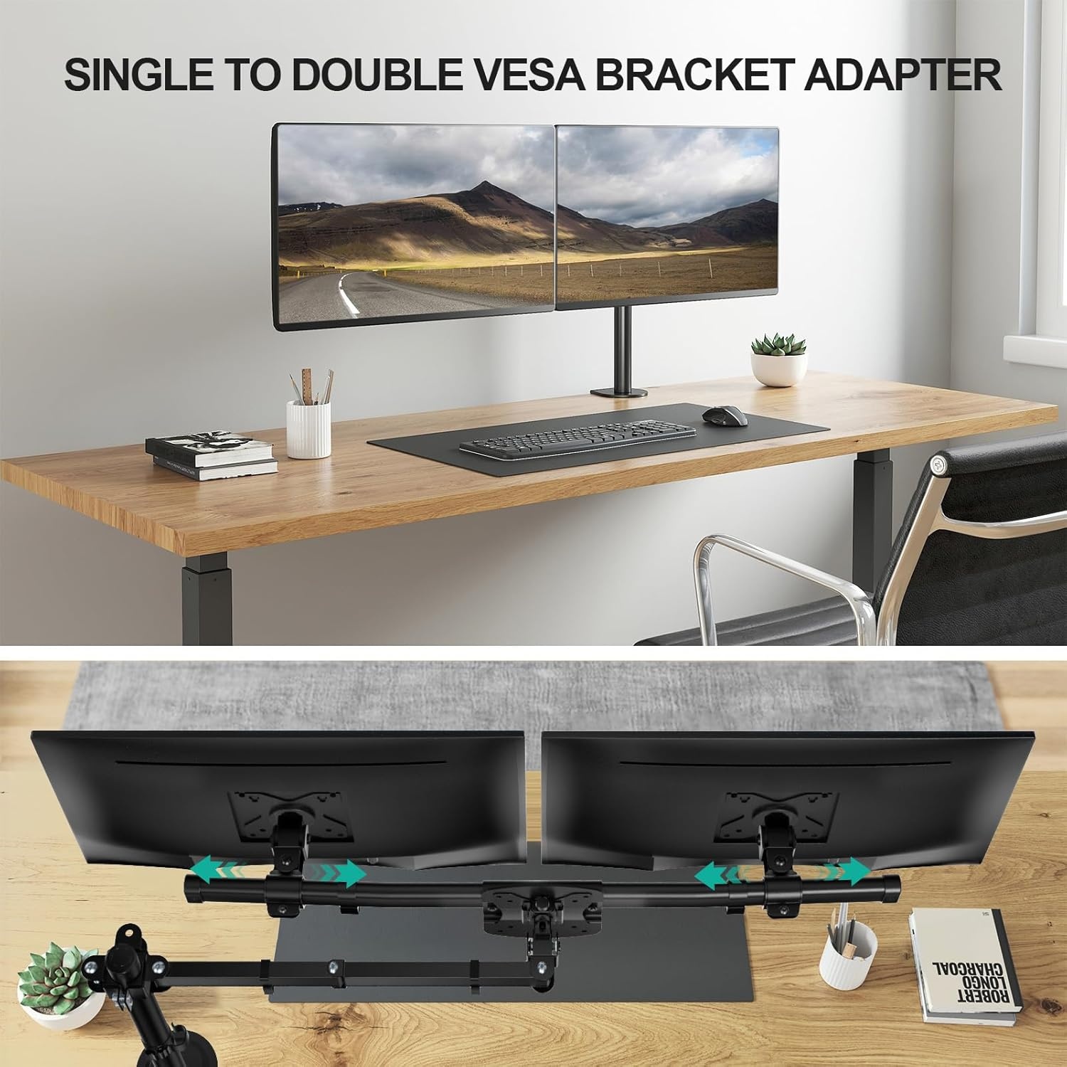 image:imageWALI Vertical Dual Monitor Wall Mount Stacked Monitor Wall Mount for 1749 Inch 2 Screens 44lbs each with Height Adjustment Heavy Duty Sturdy Steel Tilt Swivel Rotate Flexibility VESA 75x75100x100mmDual Arms