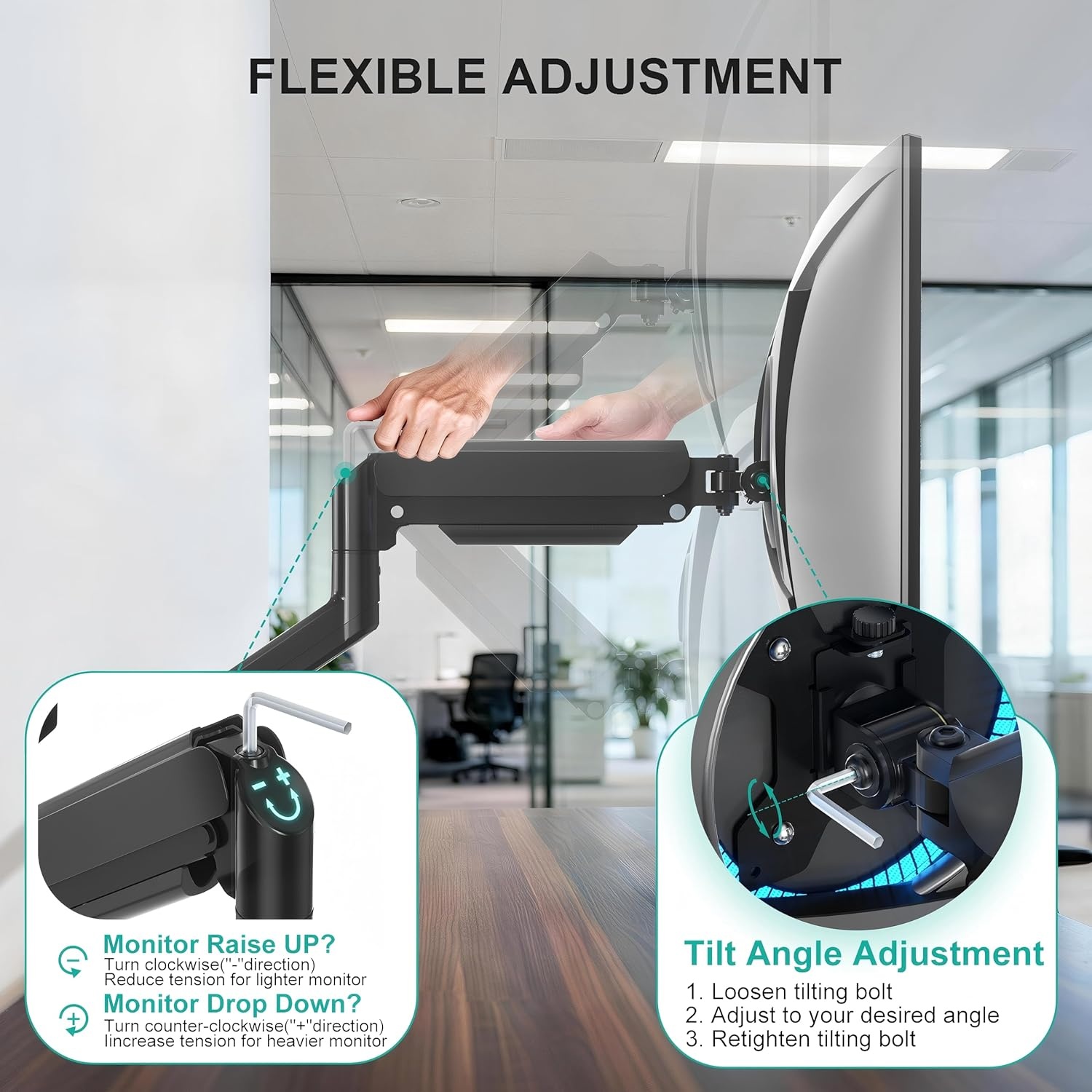 image:imageWALI Vertical Dual Monitor Wall Mount Stacked Monitor Wall Mount for 1749 Inch 2 Screens 44lbs each with Height Adjustment Heavy Duty Sturdy Steel Tilt Swivel Rotate Flexibility VESA 75x75100x100mmSingle Arm