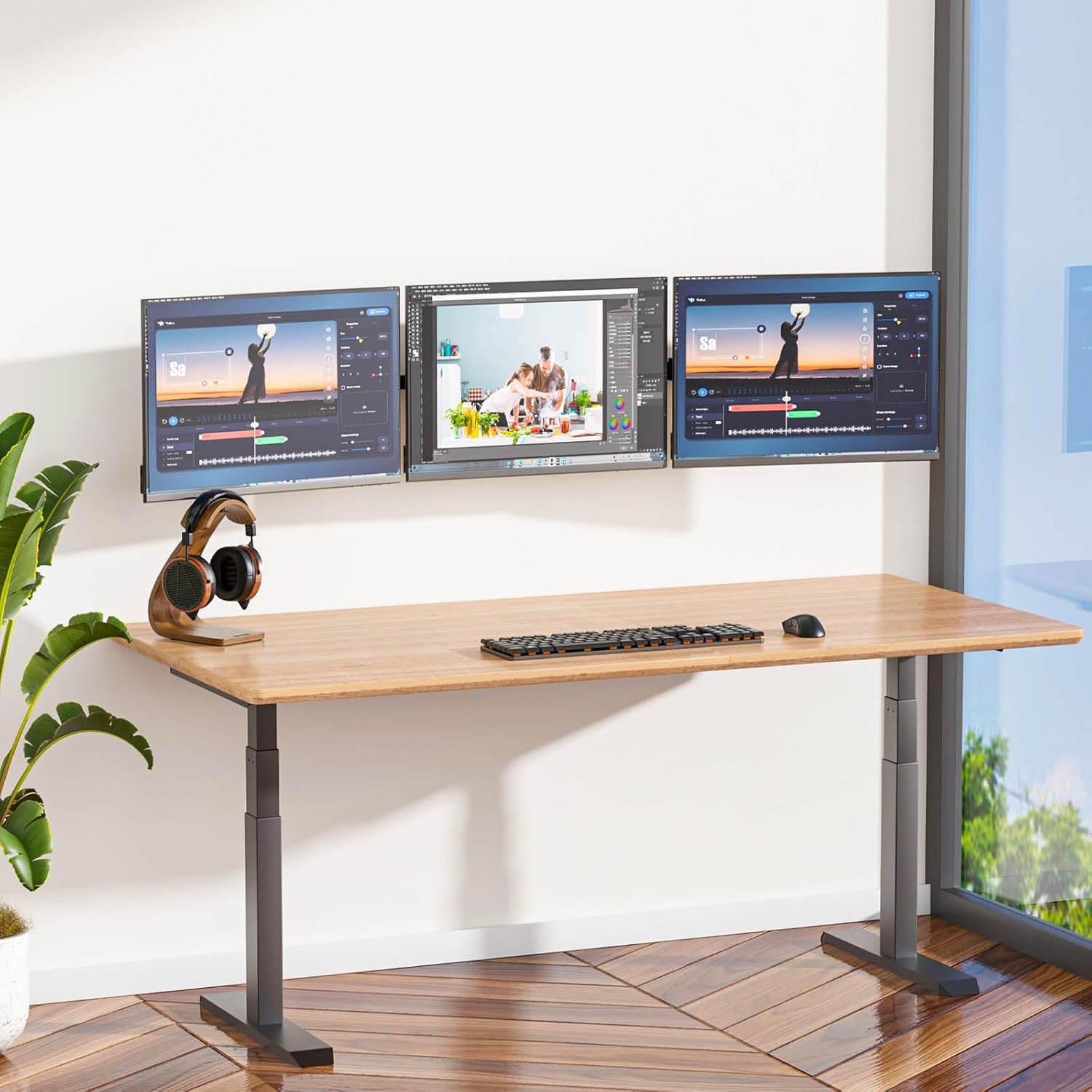 image:imageWALI Vertical Dual Monitor Wall Mount Stacked Monitor Wall Mount for 1749 Inch 2 Screens 44lbs each with Height Adjustment Heavy Duty Sturdy Steel Tilt Swivel Rotate Flexibility VESA 75x75100x100mmTriple Arms