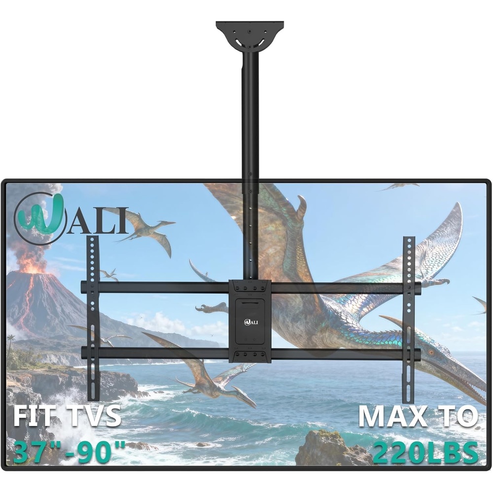 image:imageWALI Ceiling TV Mount for 2665 Inch LCD LED OLED 4K TVs Hanging Pole Ceiling Mount TV Bracket Up Down TV Ceiling Mounts for Gym Patio Gazebo up to 110 lbs Max VESA 400x400mm CM2665 Black800x400mm