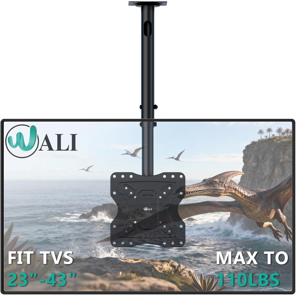 image:imageWALI Ceiling TV Mount for 2665 Inch LCD LED OLED 4K TVs Hanging Pole Ceiling Mount TV Bracket Up Down TV Ceiling Mounts for Gym Patio Gazebo up to 110 lbs Max VESA 400x400mm CM2665 Black200x200mm