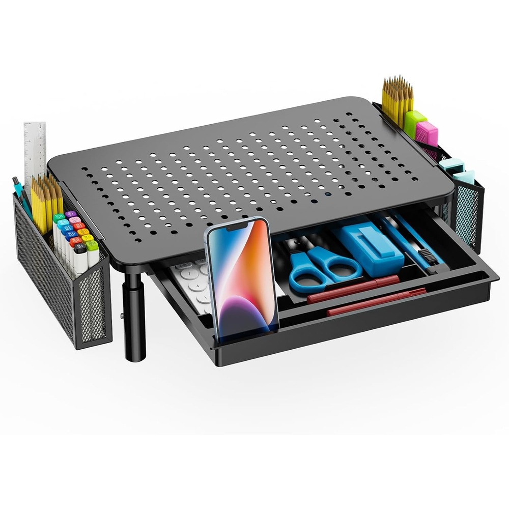 image:imageWALI Desk File Organizer 4 Tier Desktop Paper Letter Tray Organizer with Drawer and 2 Pen Holders Office Desk Accessories amp Workspace Organizers for Office Home SuppliesDO005DHW 1 Pack WhiteBlack