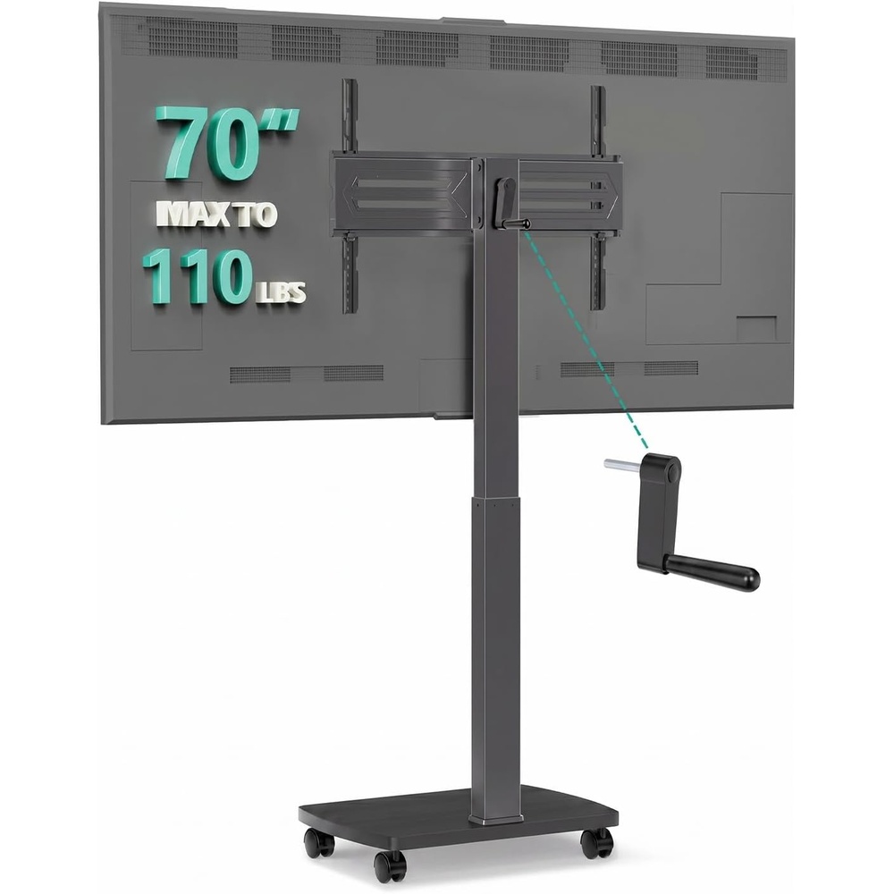 image:imageWALI Floor TV Stand with Power Outlet Tall TV Stand Mount for 3275 inch TV up to 110 lbs Swivel and Height Adjustable TV Stands with Wood Base for Bedroom Living RoomTVDVD7P BlackBlack
