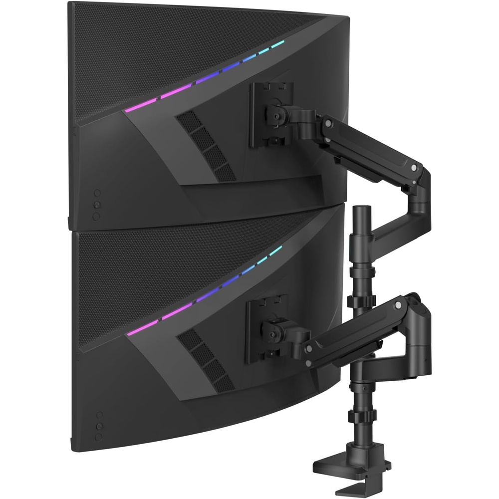 image:imageWALI Triple Monitor Mount for 1334 inch Screens Full Adjustable 3 Monitors Desk Mount with Clamp amp Grommet Base Triple Monitors Arm up to 198lbs Each VESA 75x75 100x100 mm GSDM003XL Black1349