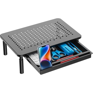 image:imageWALI Computer Monitor Stand with Storage Desk Monitor Riser 3 Height Adjustable Laptop Riser with Airflow Vents Desk Organizer for Computer Laptop Printer Notebook STT003DB 1 Pack Black