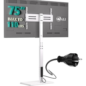 image:imageWALI Floor TV Stand with Power Outlet Tall TV Stand Mount for 3275 inch TV up to 110 lbs Swivel and Height Adjustable TV Stands with Wood Base for Bedroom Living RoomTVDVD7P BlackWhite