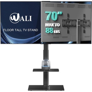 image:imageWALI TV Floor Stand for 3270inch TVs up to 88lbs Universal Floor TV Stand Mount Swivel and Height Adjustable Tall TV Stand with Tempered Glass Base and Shelf for Living RoomBedroomOfficeTVDVD6