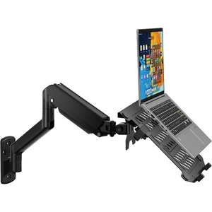 image:imageWALI Triple Arm Laptop and Dual Monitor Desk Mount for 17 Notebook and Up to 27 Screens Extra Tall Adjustable Monitor Stand with Laptop Tray VESA 75x75 100x100 Black M002XLLPWidth 165  Fully Adjustable Wall Mount
