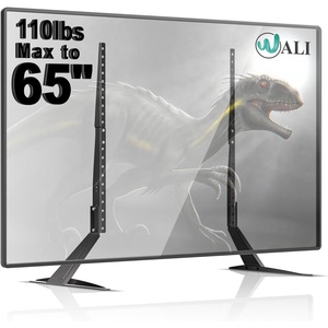 image:imageWALI Universal TV Stand 55 inch TV TV Stand Mount for 2265 Inch LCD Flat Screen TVs Table Top TV Stands Holds up to 110lbs Mounting Holes up to 800 by 500mm TVS001 Black