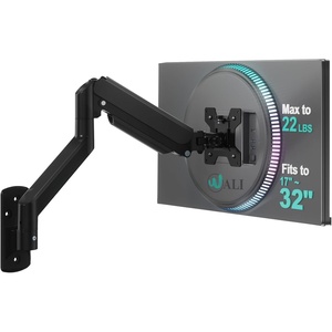 image:imageWALI Vertical Dual Monitor Wall Mount Stacked Monitor Wall Mount for 1749 Inch 2 Screens 44lbs each with Height Adjustment Heavy Duty Sturdy Steel Tilt Swivel Rotate Flexibility VESA 75x75100x100mmSingle Arm